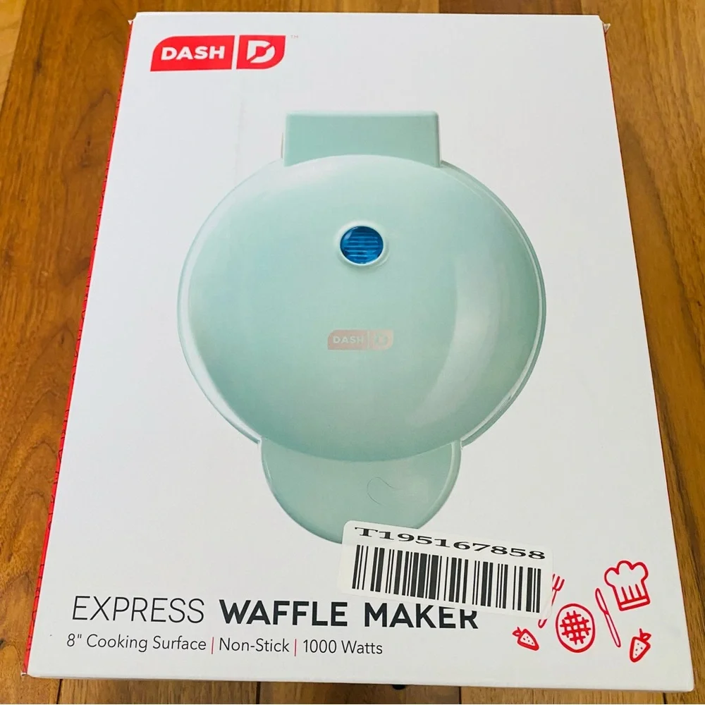 Dash Express 8” Aqua Waffle Maker Nonstick Compact Maker Recipe Guide